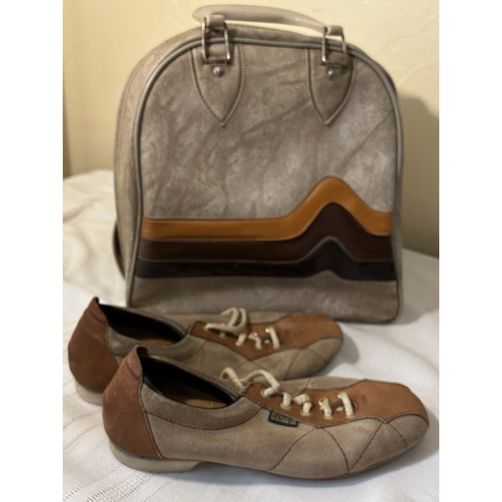 Vintage Don Carter Brunswick Bowling Ball Bag Red Tricolor w Ball & Shoe Rack